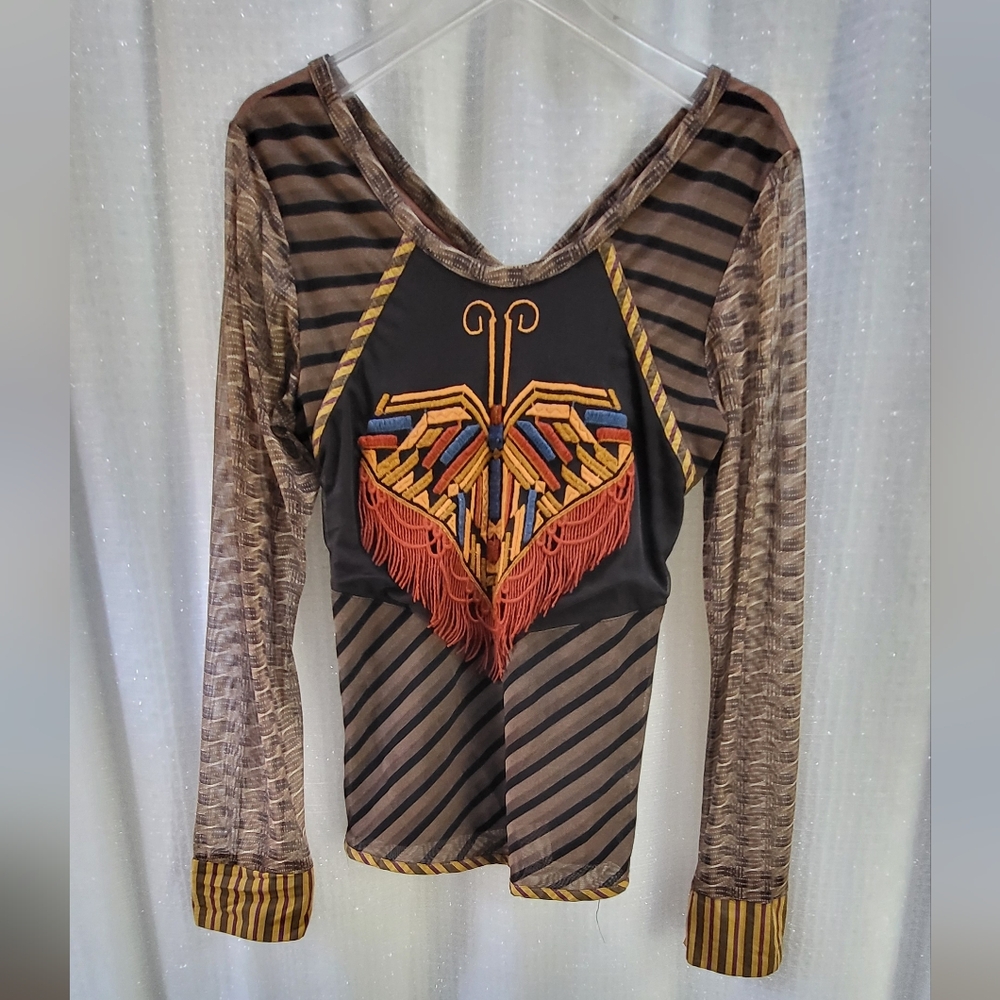 Save The Queen L Fringe Native Butterfly Long Sleeve Top
